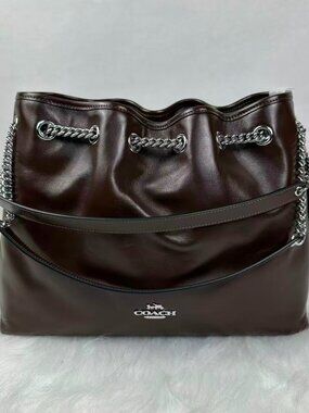 Coach Evelyn Shoulder Bag In Leather/Silver/Maple CCZ79 NWT